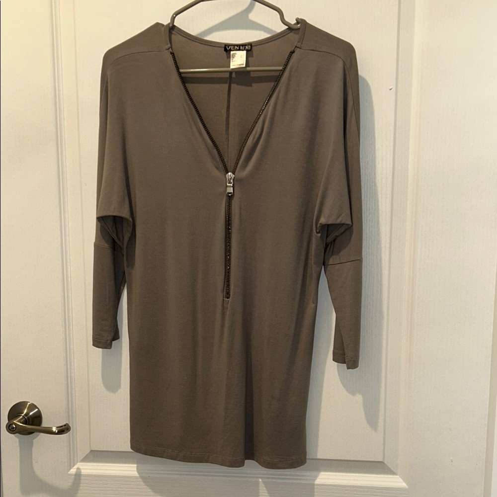 Venus Mini Dress Light Gray Zipper Sexy